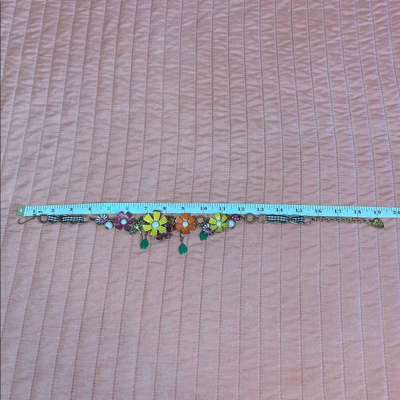 Betsey Johnson RARE Flower Garden Enamel and Rhinestone Gingham Ribbon necklace - Picture 10 of 11